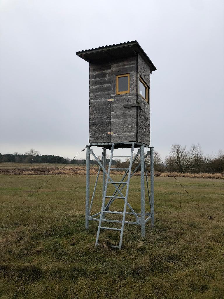 Hochstand, Metallunterbau, Glasfenster